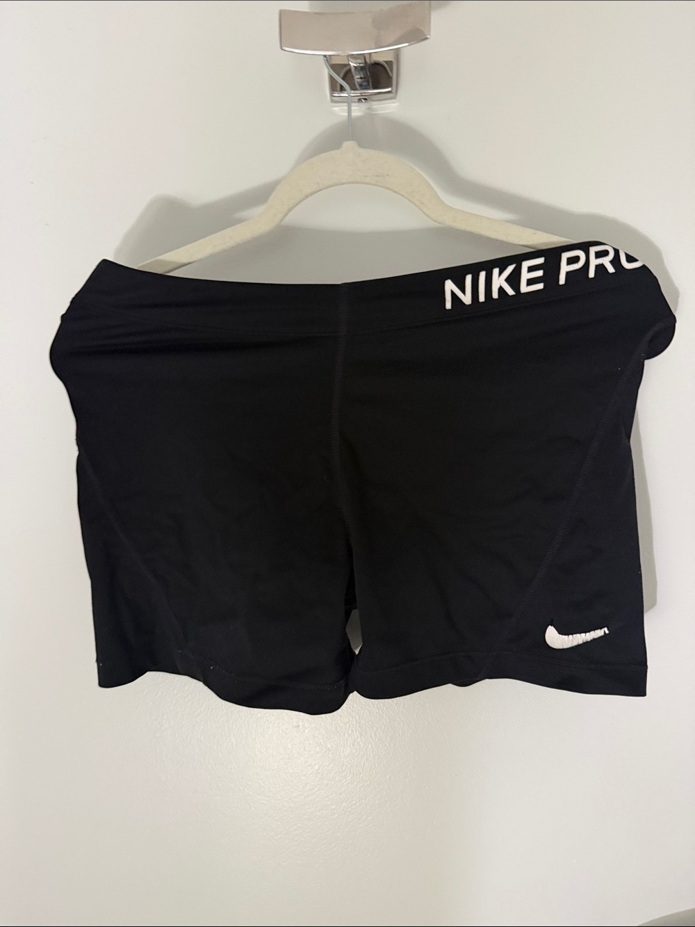 Nike Pro Black Women's Bike Shorts with White Logo